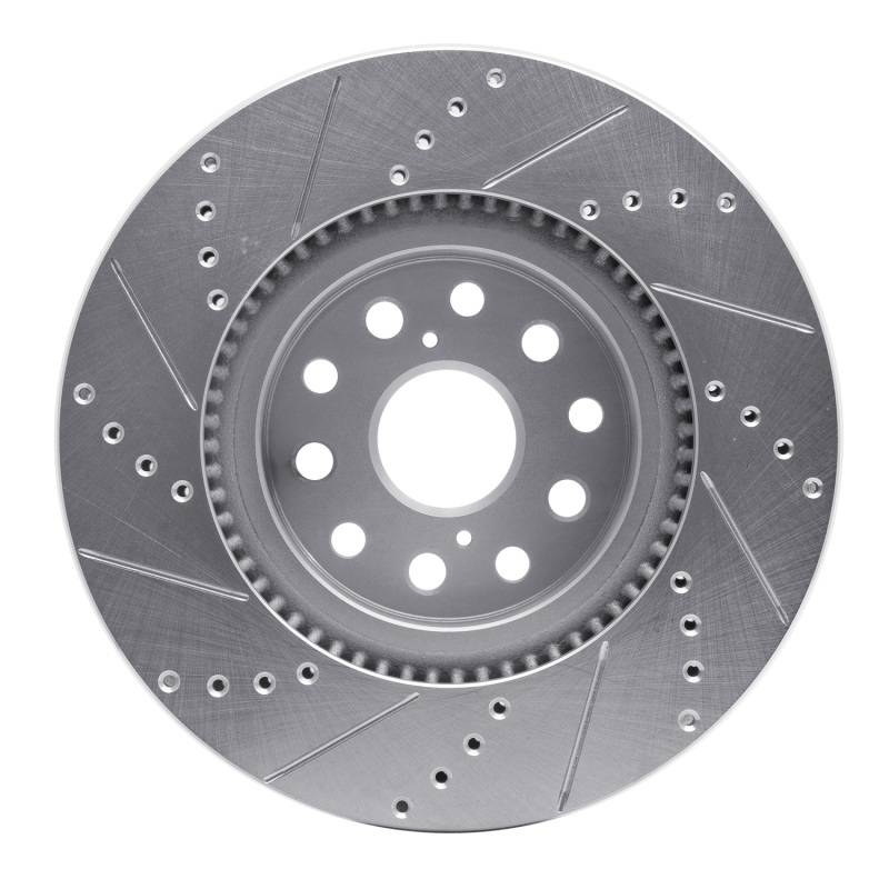 Lexus LS460 Brake Rotor (1) - Front Right - R1 Concepts - Drilled & Slotted - Silver - `07-`23